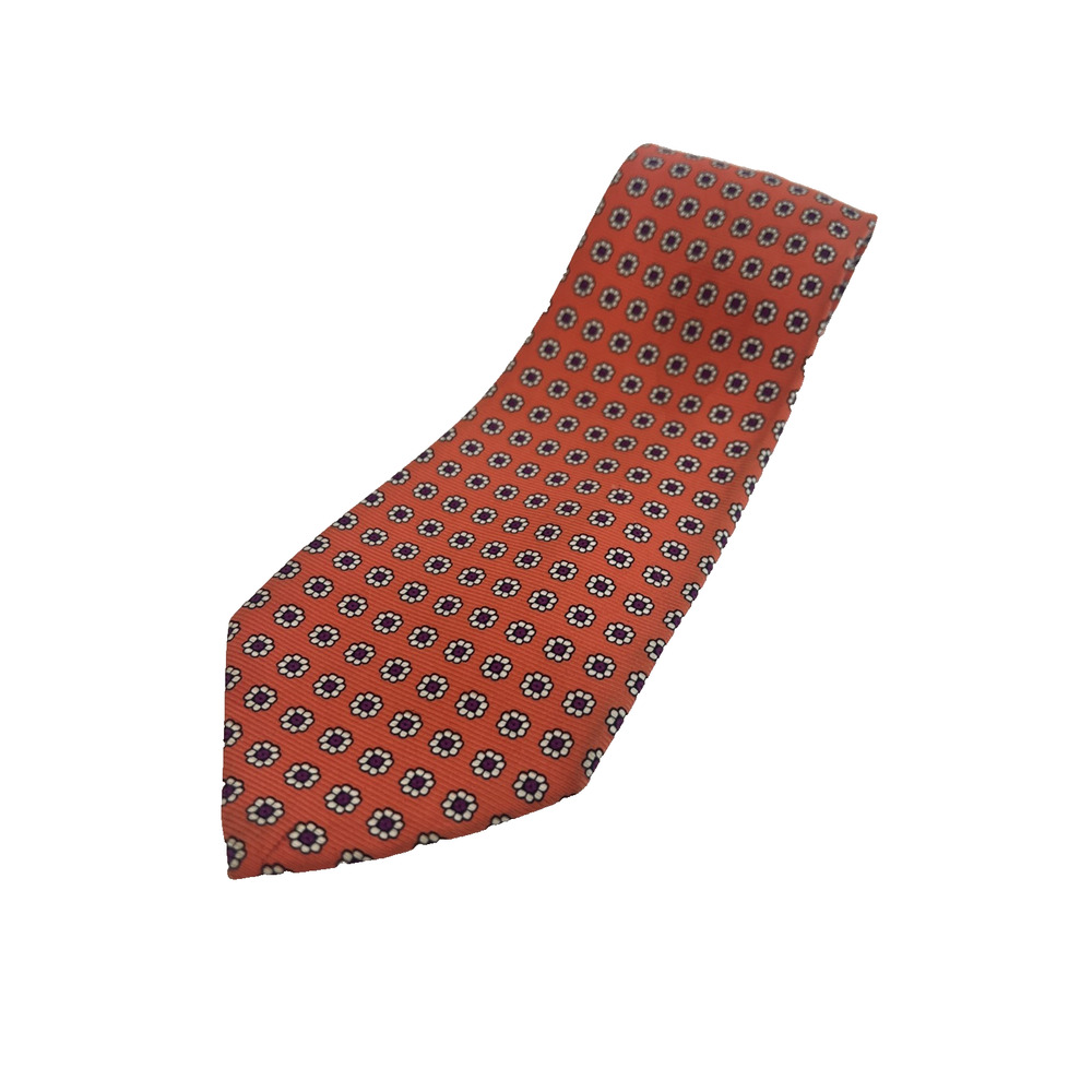 Hunt Club Men's Tie 100% Silk Made in Italy Orange Floral READ